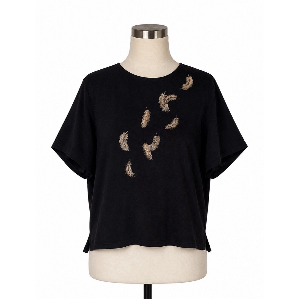 Bonworth Size XLP Black & Gold Embroidered Women’s Blouse